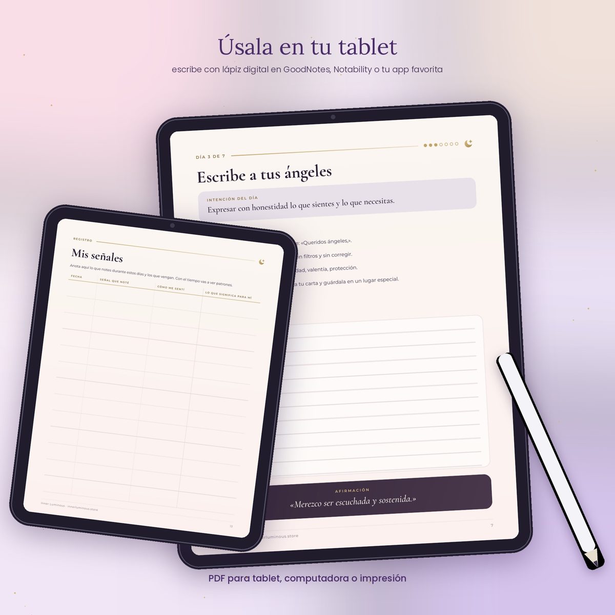 Úsala en tu tablet: escribe directo sobre el PDF.