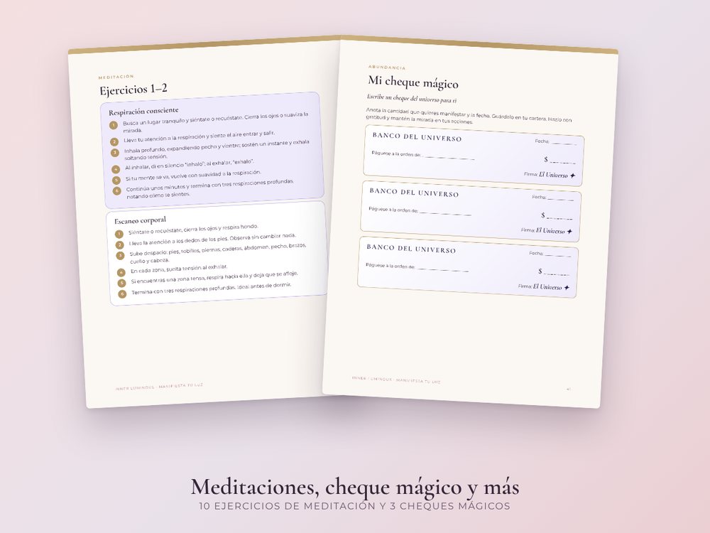 Diarios, gratitud, hábitos, cheque mágico y revisión de 30 días.