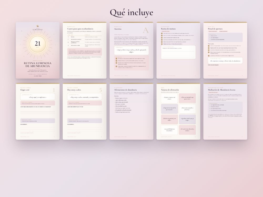 Qué incluye: método, rutinas, 21 días guiados, rituales, afirmaciones y meditación.